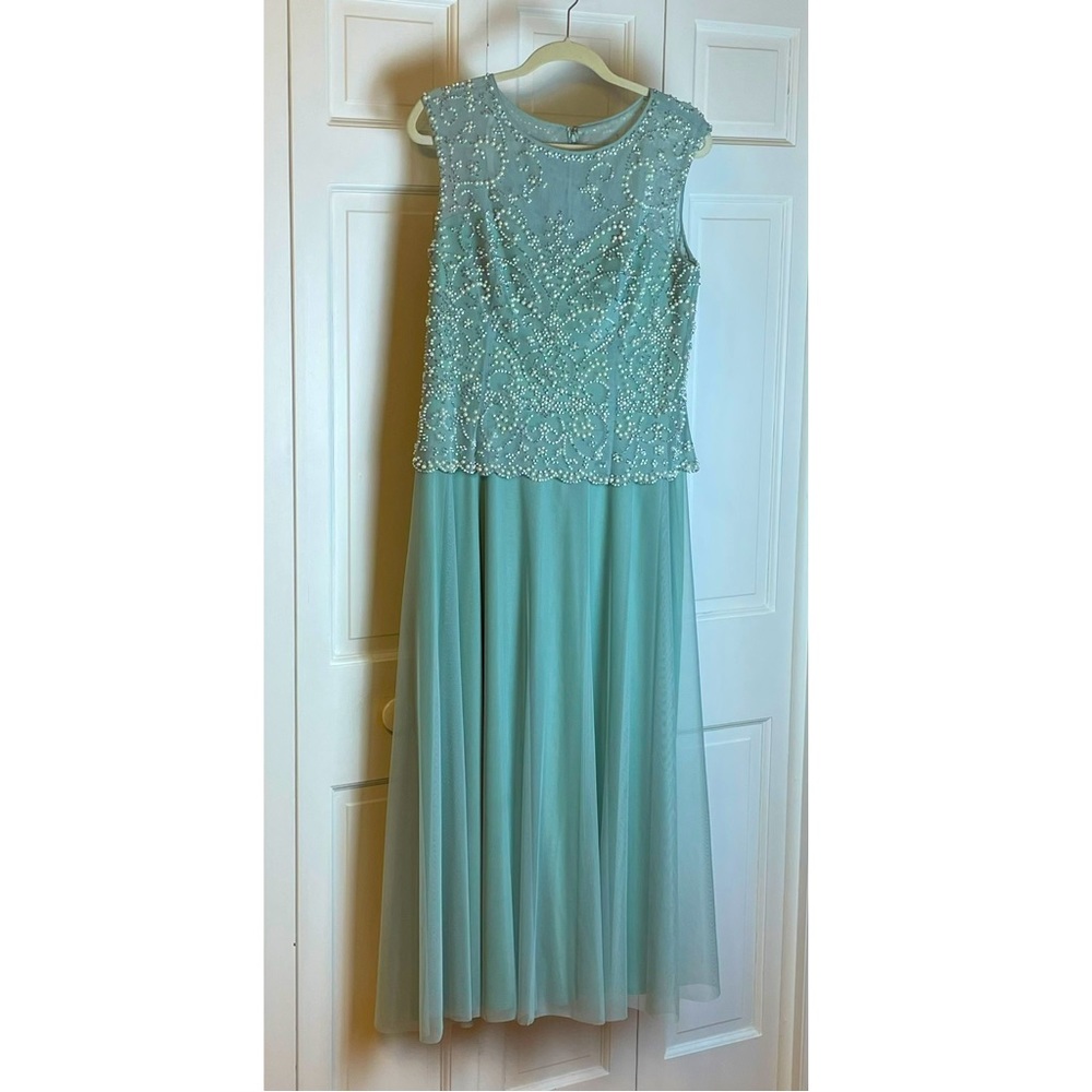 Stunning Cachet Evening Gown in Light Blue with Beautiful Beading & Rhinestones